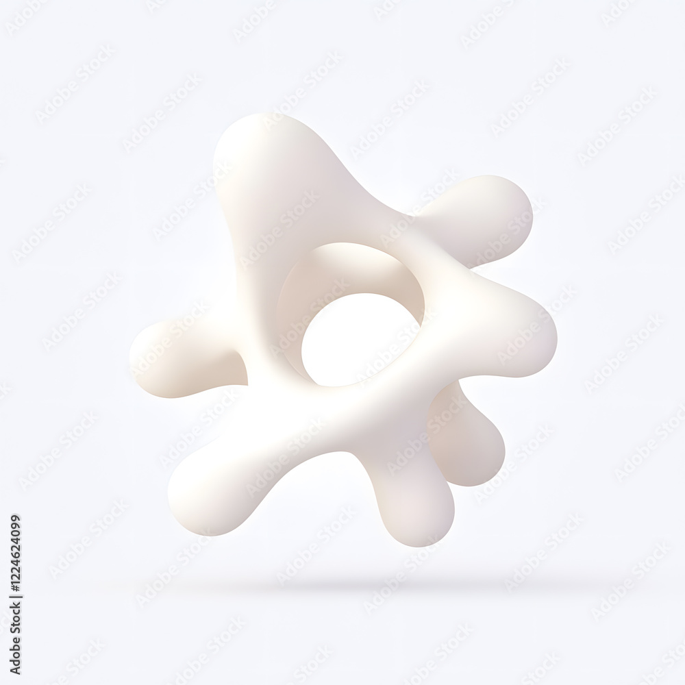 Obraz premium White Organic metaball shape 3d illustration isolated on white background