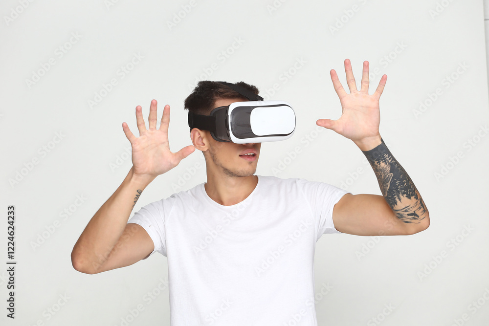 Man pointing in virtual reality Man pointing in virtual reality