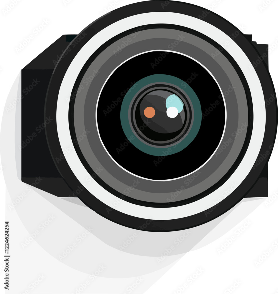 Vector camera lens icon with modern design elements. Vector camera lens icon with modern design elements.