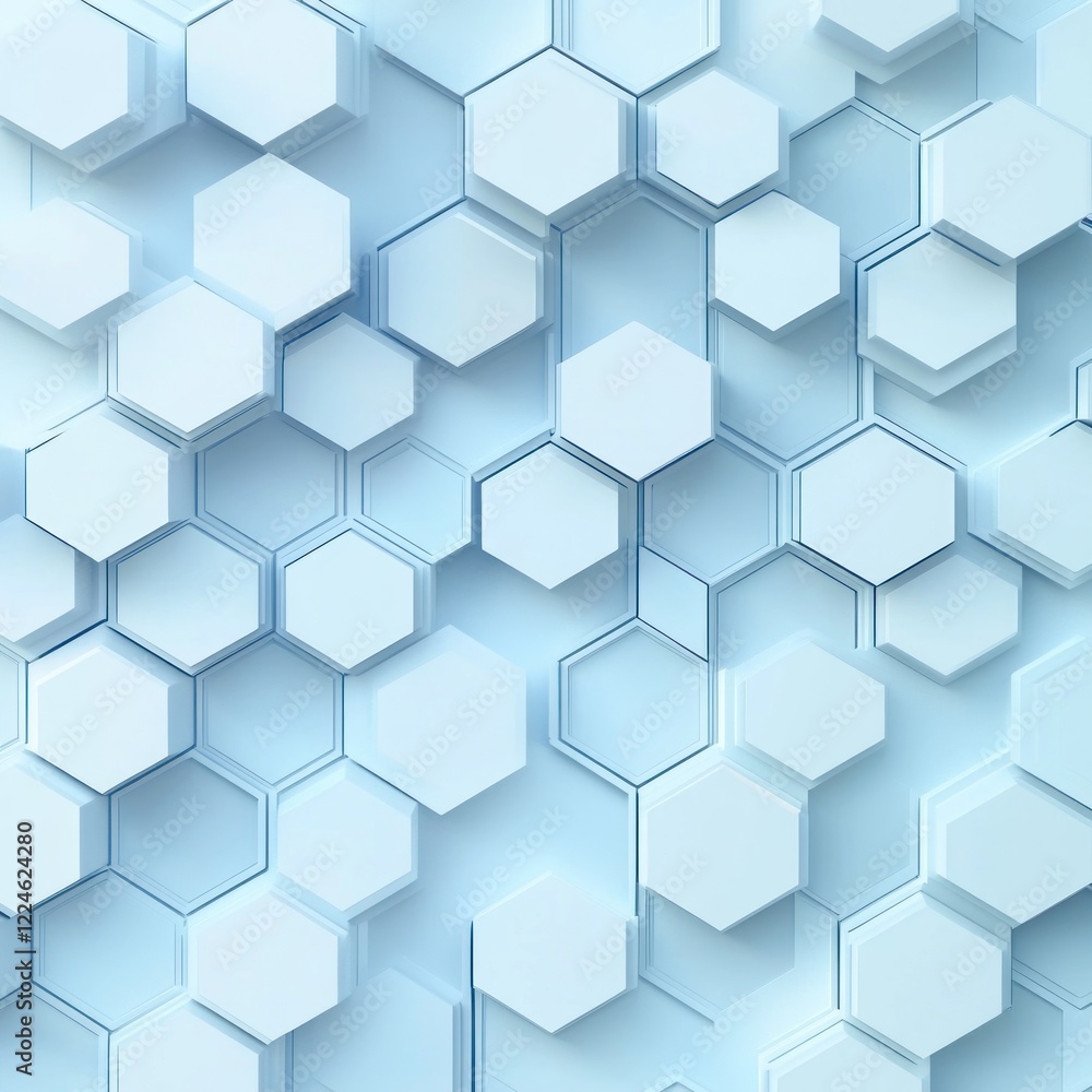 Naklejka premium Abstract light blue hexagon pattern, technology background, digital wallpaper