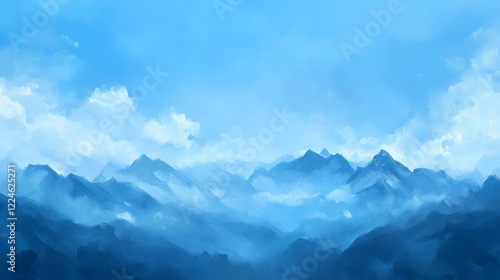 Wallpaper Mural Blue Mountainscape Misty Peaks and Serene Sky Torontodigital.ca