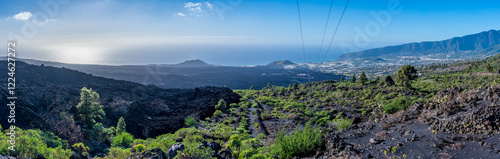 View on lava on caused by Cumbre Vieja 2021 eruption La Palma, Canary Islands of Spain photo