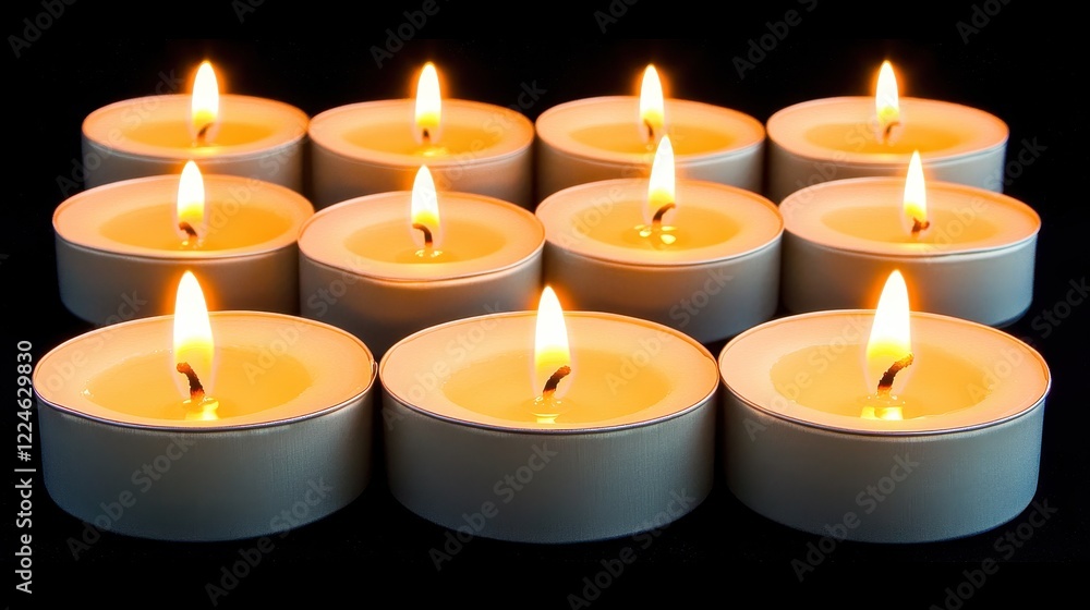 Warm Glow of Lit Candles for Relaxation and Ambiance Warm Glow of Lit Candles for Relaxation and Ambiance