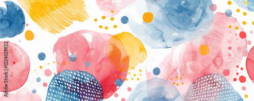 Abstract watercolor vector with colorful shapes and patterns.