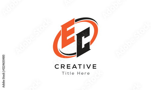 EC creative letter logo with circle area. Initial letter EC linked circle uppercase monogram logo. EC initial letter logo vector design.