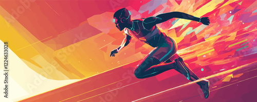 Dynamic futuristic runner vector art in vibrant colors.