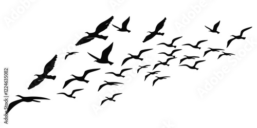 silhouette of a flock of birds