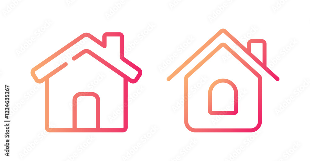 Gradient house icon outline symbol for ui, real estate Gradient house icon outline symbol for ui, real estate