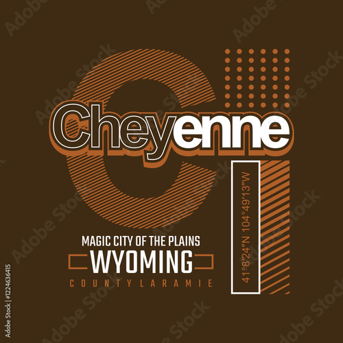 Cheyenne Wyoming,Vintage typography design in vector illustration.Clothing,t shirt,apparel and other uses.Abstract design with the grunge and denim style. Vector print, typography, poster. photo