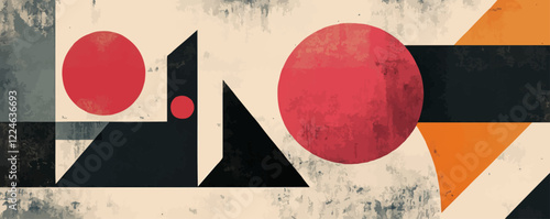 Abstract geometric vector art with circles and triangles in vintage style.