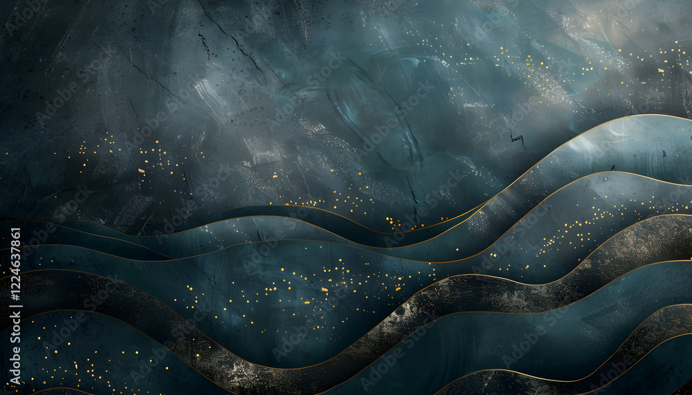 Abstract Dark Blue Gold Wave Background Illustration Abstract Dark Blue Gold Wave Background Illustration