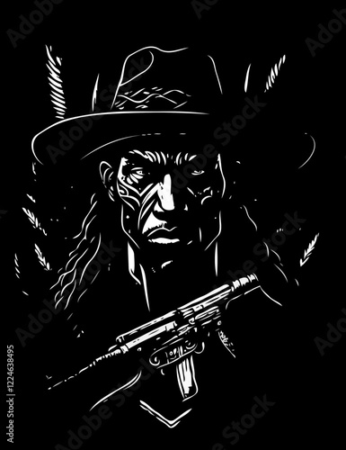 Lone Gunslinger – Dark Western Outlaw Illustration