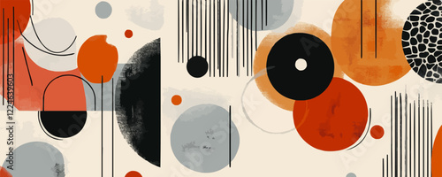 Abstract geometric vector design with circles and lines.