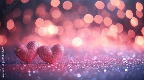 Beautiful valentine's day background showcasing hearts and dazzling glitter