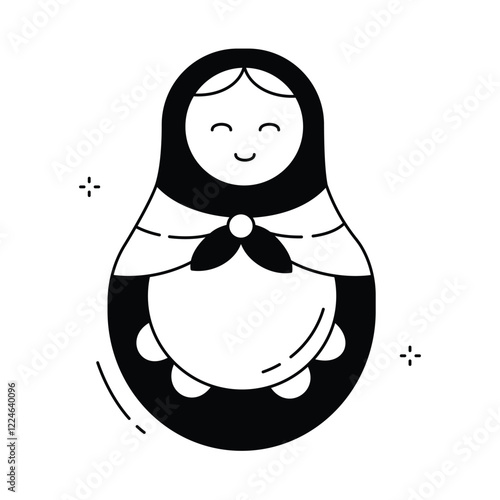 Traditional Russian Matryoshka Doll Vector Icon Design