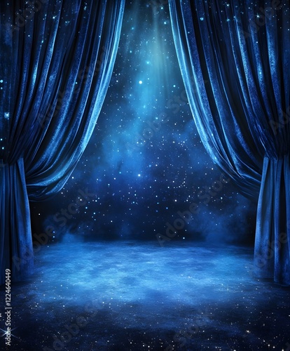 blue stage curtains