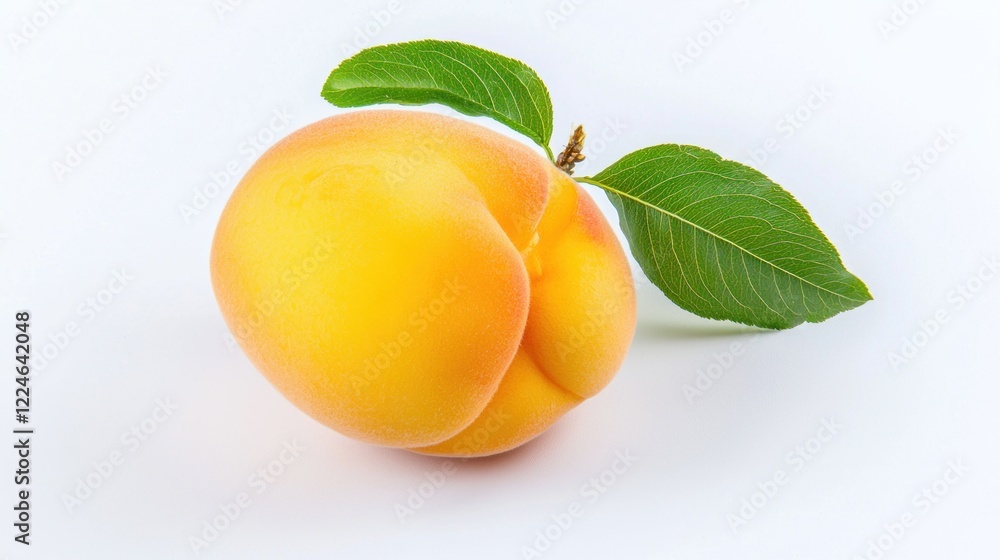 Ripe Apricot with Green Leaves Ripe Apricot with Green Leaves