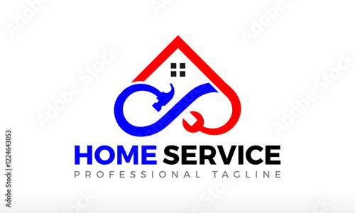 Home service logo, infinity handyman logo, house repair logo, infinity home service, infinity house, repair tools vector design home repair with hammer, roofing, remodeling logo construction builder
