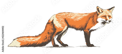 Elegant fox vector artwork with detailed fur design.