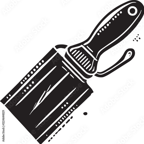 Black Putty Knife Silhouette Vector, High Quality Illustration on White Background