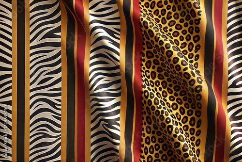 texture of print fabric striped zebra and leopard for background photo