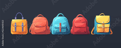 Colorful backpack vector collection: stylish and modern designs.