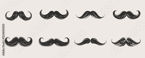 Vector collection of stylish mustache designs.