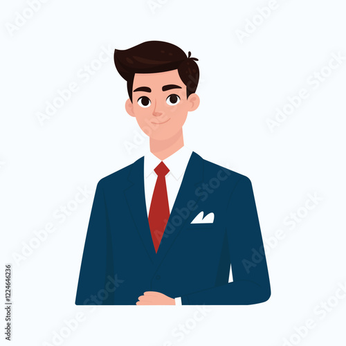 Professional Businessman in Formal Suit with Confident Smile Illustration