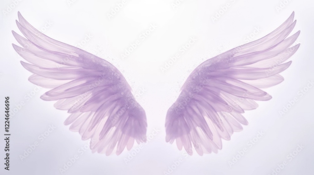 Fototapeta premium Angelic Light Lavender Wings with Sparkling Particles