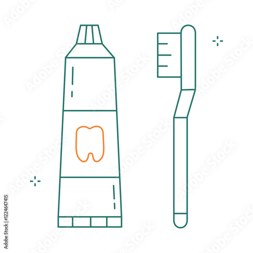 Dental Care Toothbrush and Paste Vector Icon Design