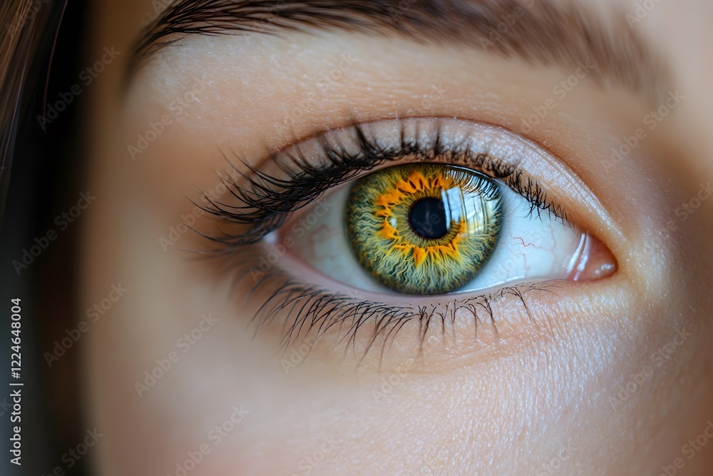 Close-up of Human Eye with Vibrant Green and Orange Iris for Vision and Optical Design Concepts Close-up of Human Eye with Vibrant Green and Orange Iris for Vision and Optical Design Concepts
