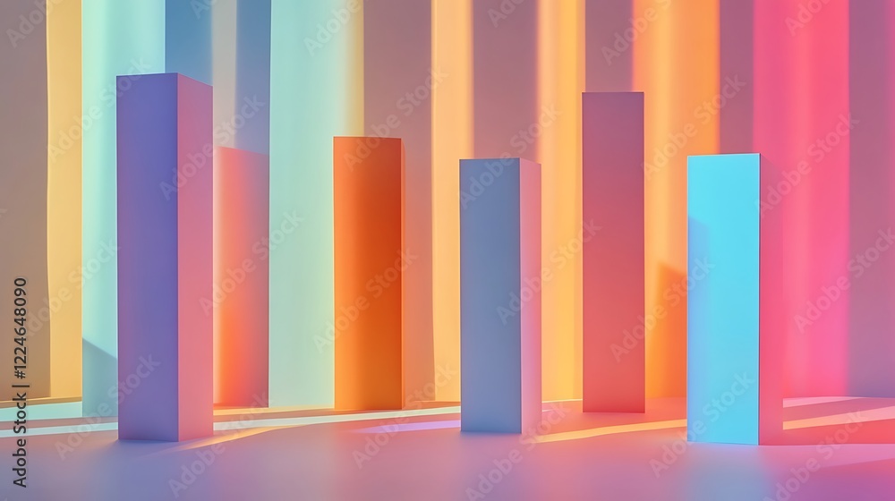 Abstract Pastel Columns Illuminated By Soft Light Abstract Pastel Columns Illuminated By Soft Light