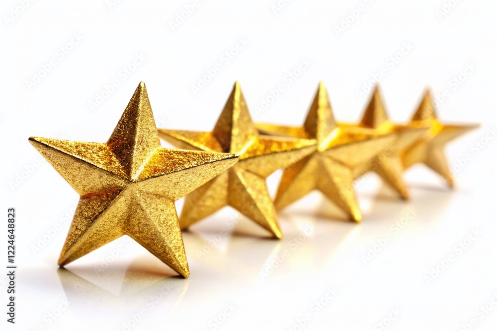 Obraz premium Five Star Rating Isolated on White Background - High-Resolution Stock Photo