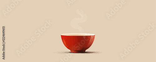 Minimalist vector art of a red coffee cup on a neutral background.