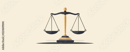 Vector balance scale with symmetrical justice design.
