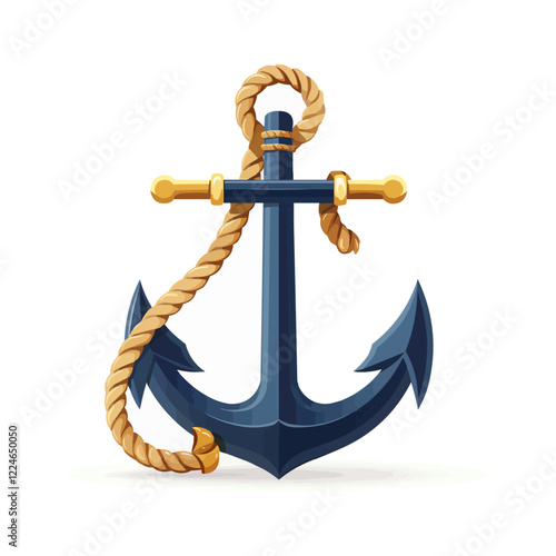 Nautical anchor vector with rope design on white background.