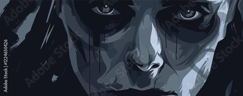 Mysterious vector portrait in dark tones.