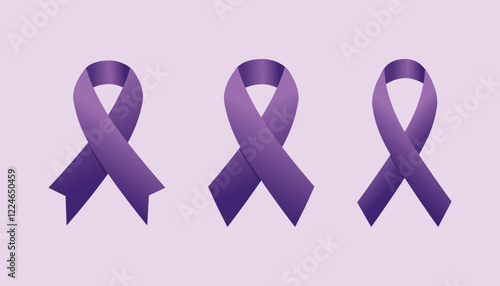 Vector purple awareness ribbon isolated. world cancer day.