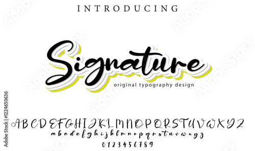 Signature Font Stylish brush painted an uppercase vector letters, alphabet, typeface