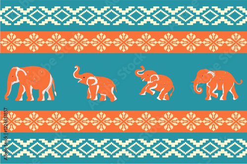 elephants pattern, mandala
Beautiful Thailand,thai pattern,seamless,Traditional,ethnic,fabric pattern for textiles,rugs, wallpaper,clothing, sarong,batik,wrap,embroidery,print,background,cover, illust