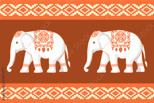elephants pattern, mandala
Beautiful Thailand,thai pattern,seamless,Traditional,ethnic,fabric pattern for textiles,rugs, wallpaper,clothing, sarong,batik,wrap,embroidery,print,background,cover, illust