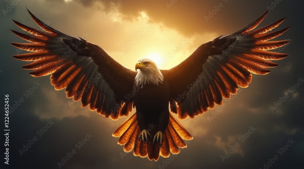 Obraz premium Golden Eagle Wings Bathed in Faint Sunlight
