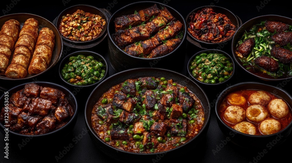 Diverse Delicious Indian Cuisine Platter Presentation Diverse Delicious Indian Cuisine Platter Presentation