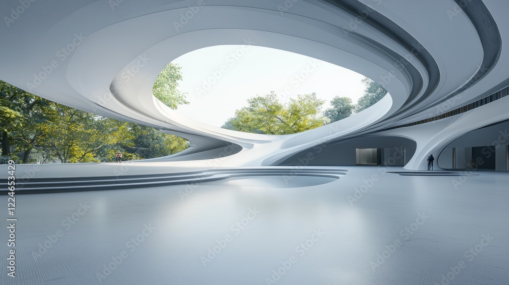 Fototapeta premium Curved Modern Building Interior