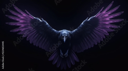 Glowing Raven Wings with Purple Accents