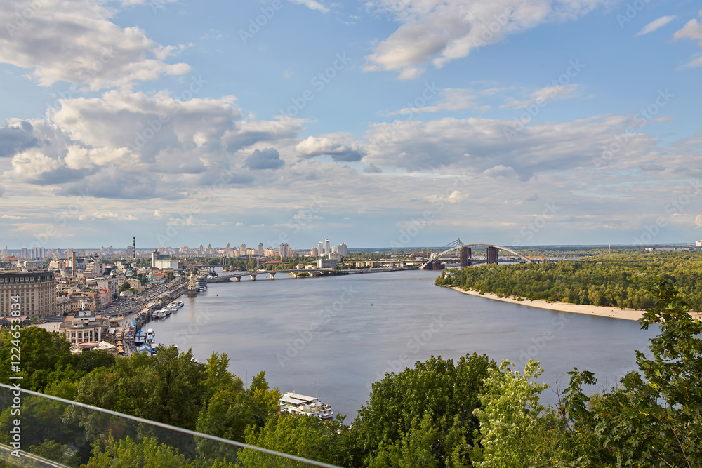 Naklejka premium Kyiv Cityscape with Dnieper River