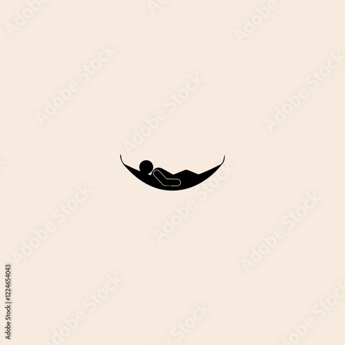 person lying on hammock icon flat vector design.