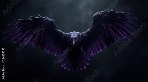 Glowing Raven Wings with Purple Accents