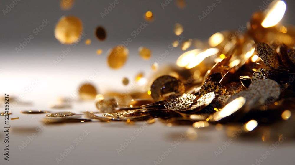 Golden Confetti Celebration: A Luxurious Shower of Sparkling Glitter