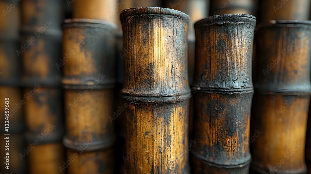 A texture of bamboo poles with natural ridges and grooves. A texture of bamboo poles with natural ridges and grooves.